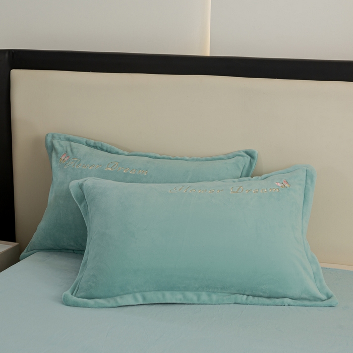 91家纺网 家纺一手货源 找家纺 晶缦家纺 2024新款高克重牛奶绒刺绣花四件套 花仙子-草绿