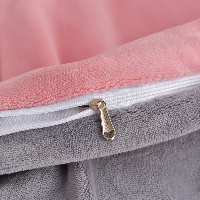 91家纺网 家纺一手货源 找家纺 云家 （包含买家秀）2024新款高克重牛奶绒纯色双拼刺绣四件套珊瑚绒 凯迪系列 凯迪-蜜粉+高级灰