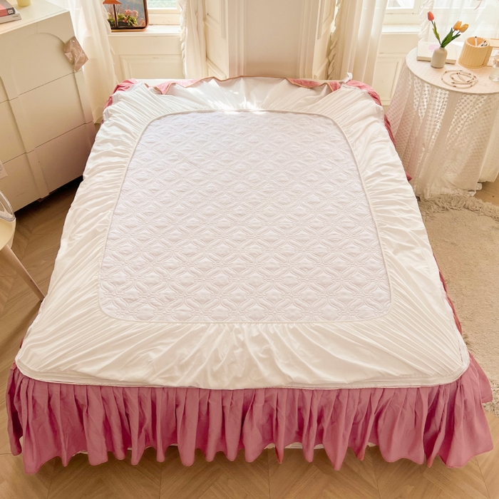 91家纺网 家纺一手货源 找家纺 （总）罗艺轩 2024新款公主风全棉加厚可脱卸床笠式床裙三件套