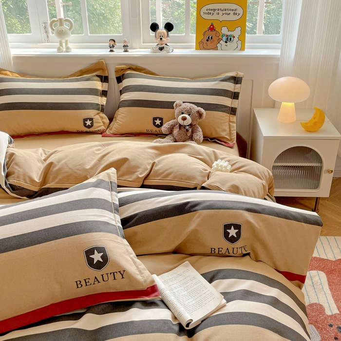 91家纺网 家纺一手货源 找家纺 暖芯优选 2025直播热款加厚全棉磨毛四件套喷气印花纯棉（一字绣工艺款）学生三件套9月上新 安可