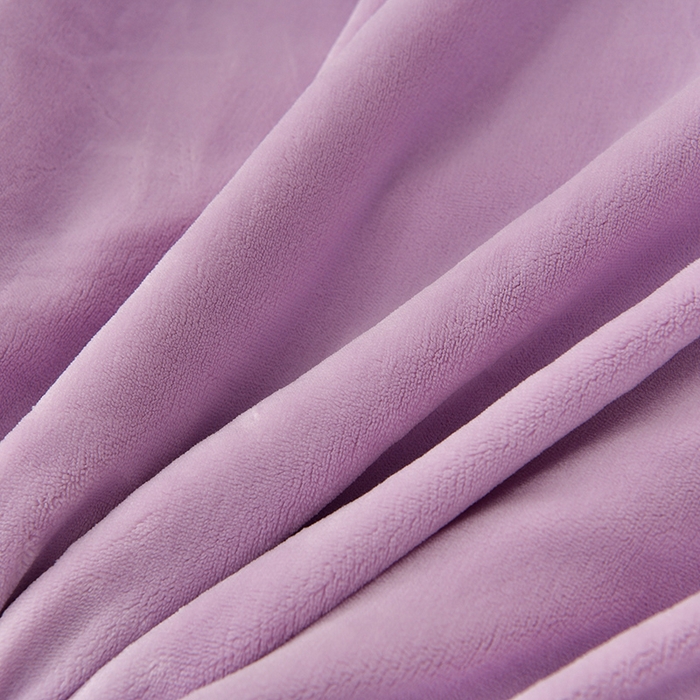 91家纺网 家纺一手货源 找家纺 云家 （包含买家秀）2024新款高克重牛奶绒纯色双拼刺绣四件套珊瑚绒 凯迪系列 凯迪-香芋紫+蜜粉