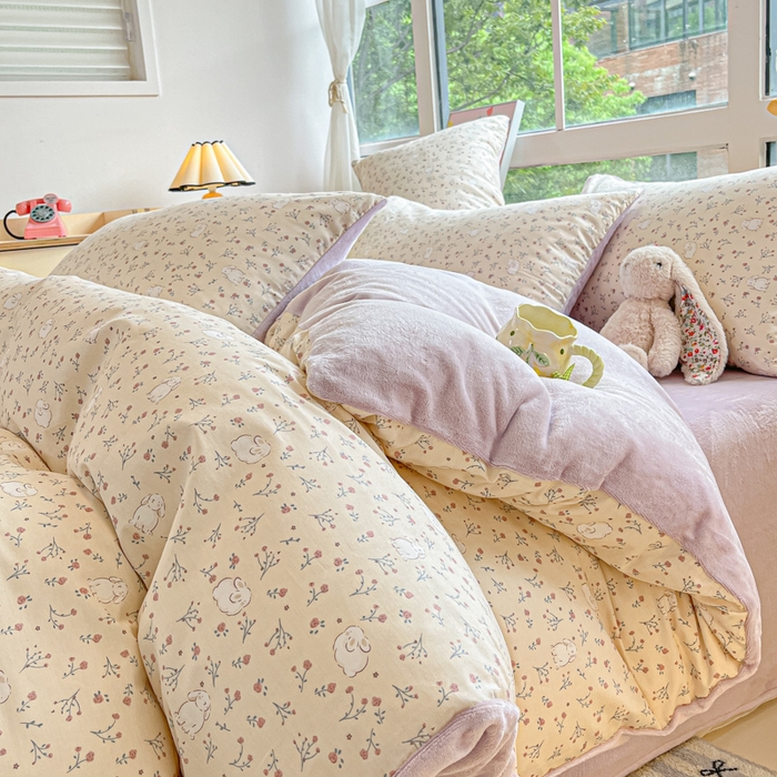 91家纺网 家纺一手货源 找家纺 麦伦家居 2024秋冬新品 多功能床品全棉+牛奶绒四件套 采薇