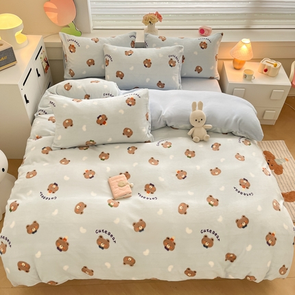 91家纺网 家纺一手货源 找家纺 （总）三朵家纺 2024新款牛奶绒混搭系列四件套