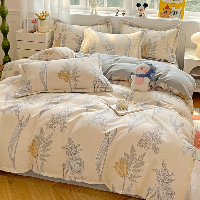 91家纺网 家纺一手货源 找家纺 暖芯优选 2025直播热款加厚全棉磨毛四件套喷气印花纯棉（一字绣工艺款）学生三件套9月上新 幽羽