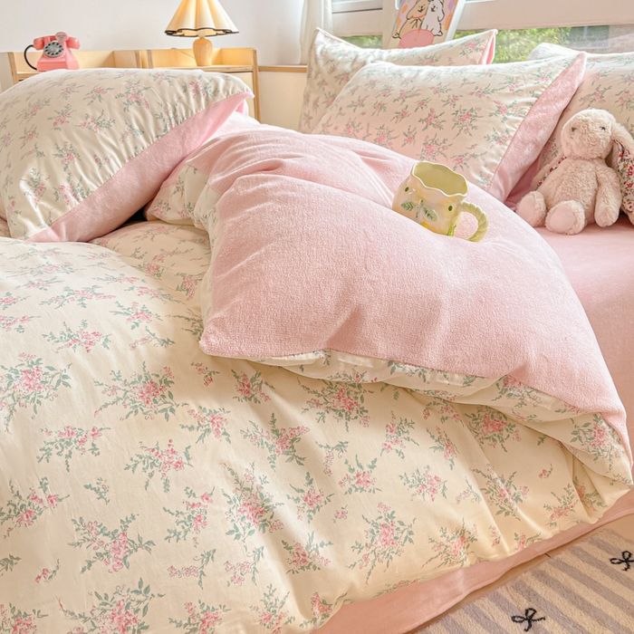 91家纺网 家纺一手货源 找家纺 麦伦家居 2024秋冬新品 多功能床品全棉+牛奶绒四件套 浪漫汐颜