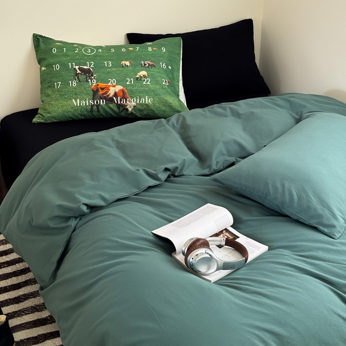 91家纺网 家纺一手货源 找家纺 （总）艾沁家纺 2024新款简约风全棉色织水洗棉混搭四件套