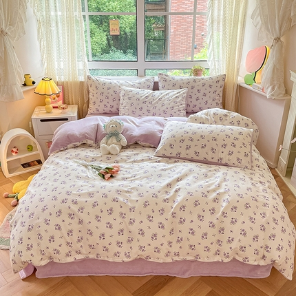 麦伦家居 2024秋冬新品 多功能床品全棉+牛奶绒四件套 香草