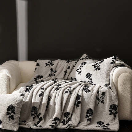 网客 2024新款兔毛绒毯-繁花系列 告白玫瑰