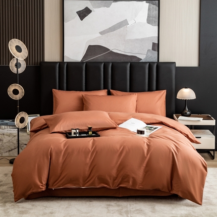 91家纺网 家纺一手货源 找家纺 简宜家居 2025新款60S长绒棉提花四件套 简约-咖