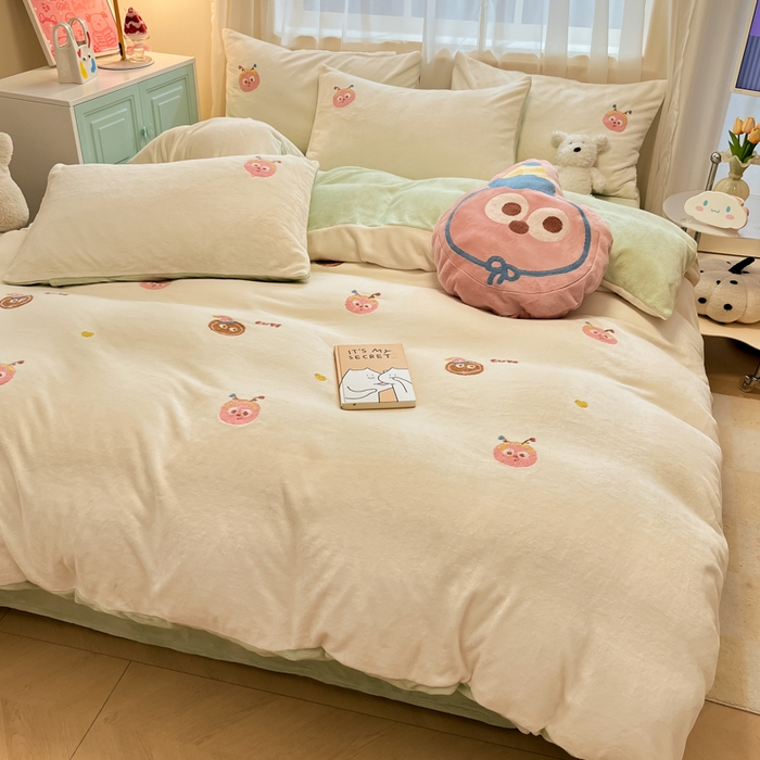 91家纺网 家纺一手货源 找家纺 （总）慕尚家纺 2025新款牛奶绒毛巾绣刺绣四件套