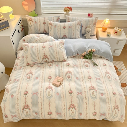 91家纺网 家纺一手货源 找家纺 （总）三朵家纺 2024新款牛奶绒混搭系列四件套