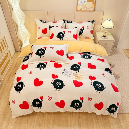 91家纺网 家纺一手货源 找家纺 （总）卡普 2025新款牛奶绒印花四件套