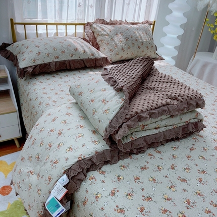 91家纺网 家纺一手货源 找家纺 （总）暖居 2025暖居韩版纯棉豆豆被高温砂洗床盖四件套同款全棉被套