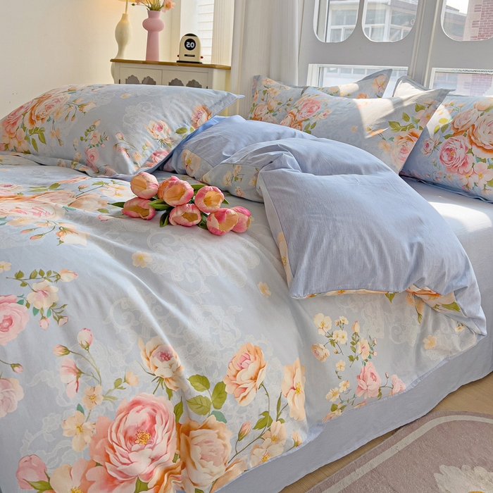 91家纺网 家纺一手货源 找家纺 暖芯优选 2025直播爆款全棉ins印花四件套纯棉床单床笠学生三件套9月上新 且听风铃