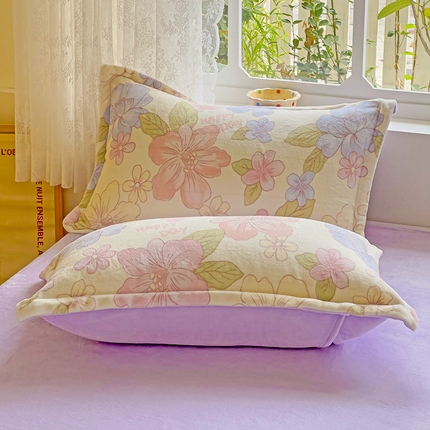 卡普 2025新款牛奶绒印花单枕套 花开物语