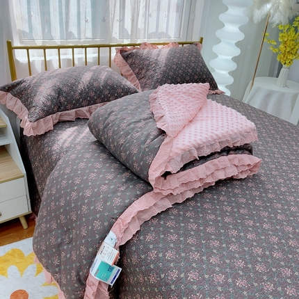 91家纺网 家纺一手货源 找家纺 （总）暖居 2025暖居韩版纯棉豆豆被高温砂洗床盖四件套同款全棉被套