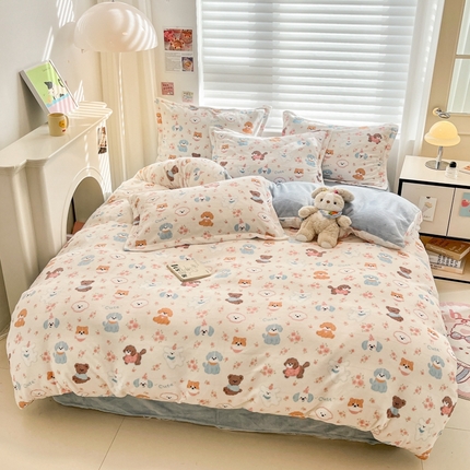 91家纺网 家纺一手货源 找家纺 （总）慕尚家纺 2024新款3.5kg高克重田园花卉类牛奶绒四件套