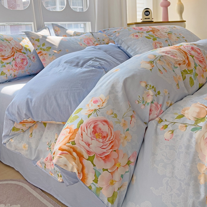 91家纺网 家纺一手货源 找家纺 暖芯优选 2025直播爆款全棉ins印花四件套纯棉床单床笠学生三件套9月上新 且听风铃