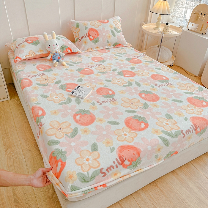 91家纺网 家纺一手货源 找家纺 卡普 2025新款牛奶绒印花单床笠 卡布林