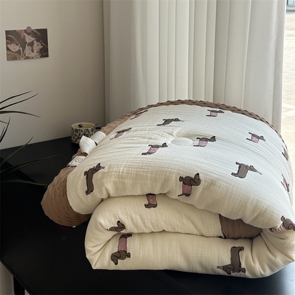 91家纺网 家纺一手货源 找家纺 （总）U被家纺 2025新款全棉皱皱纱布豆豆四季被