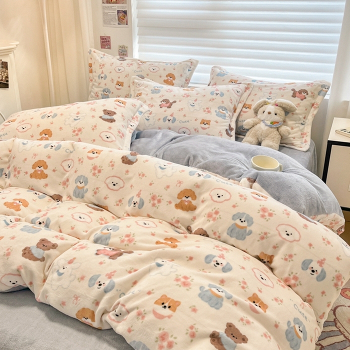 91家纺网 家纺一手货源 找家纺 慕尚家纺 2025新款3.5kg高克重田园花卉类牛奶绒四件套 图图狗