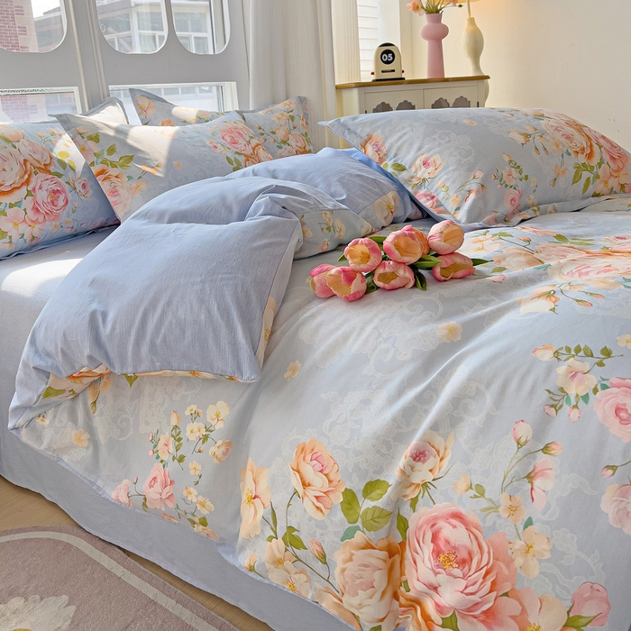 91家纺网 家纺一手货源 找家纺 暖芯优选 2025直播爆款全棉ins印花四件套纯棉床单床笠学生三件套9月上新 且听风铃