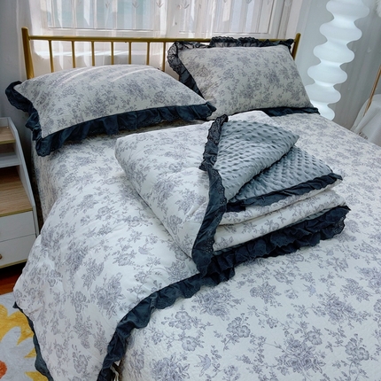 91家纺网 家纺一手货源 找家纺 （总）暖居 2025暖居韩版纯棉豆豆被高温砂洗床盖四件套同款全棉被套