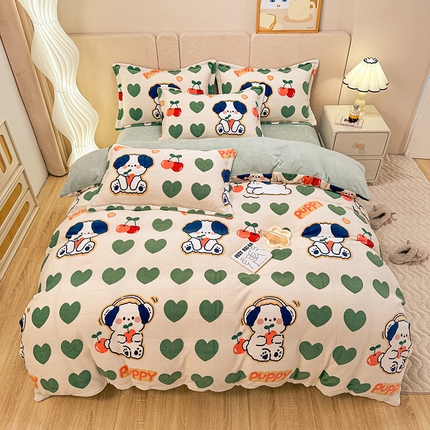 91家纺网 家纺一手货源 找家纺 （总）卡普 2025新款牛奶绒印花四件套