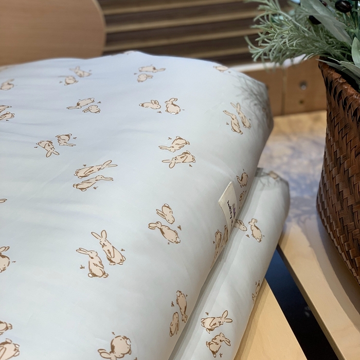 91家纺网 家纺一手货源 找家纺 汇庭 2024新品·雅棉春秋被系列--实拍图 小兔跳跳蓝