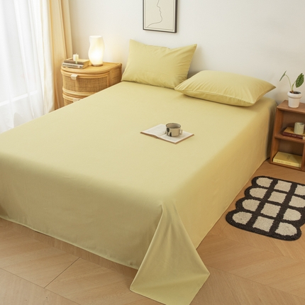 寐眠 2024新款全棉磨毛床单枕套 奶油黄