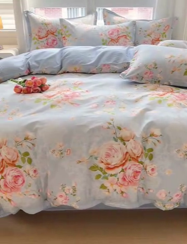 91家纺网 家纺一手货源 找家纺 暖芯优选 2025直播爆款全棉ins印花四件套纯棉床单床笠学生三件套9月上新 且听风铃