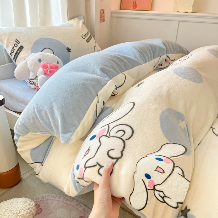 91家纺网 家纺一手货源 找家纺 星座 2025新款三丽鸥牛奶绒套件学生床 泡泡玉桂狗