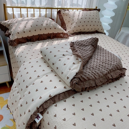 91家纺网 家纺一手货源 找家纺 （总）暖居 2025暖居韩版纯棉豆豆被高温砂洗床盖四件套同款全棉被套