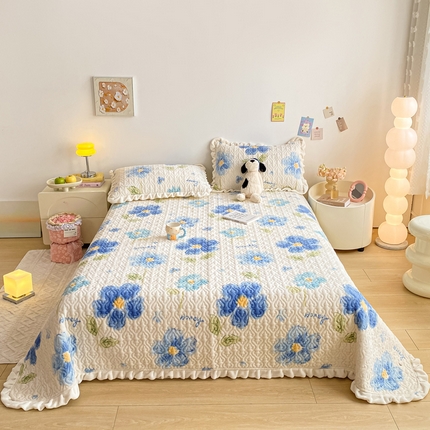 91家纺网 家纺一手货源 找家纺 （总）家喜爱 2024新款牛奶绒花边床盖