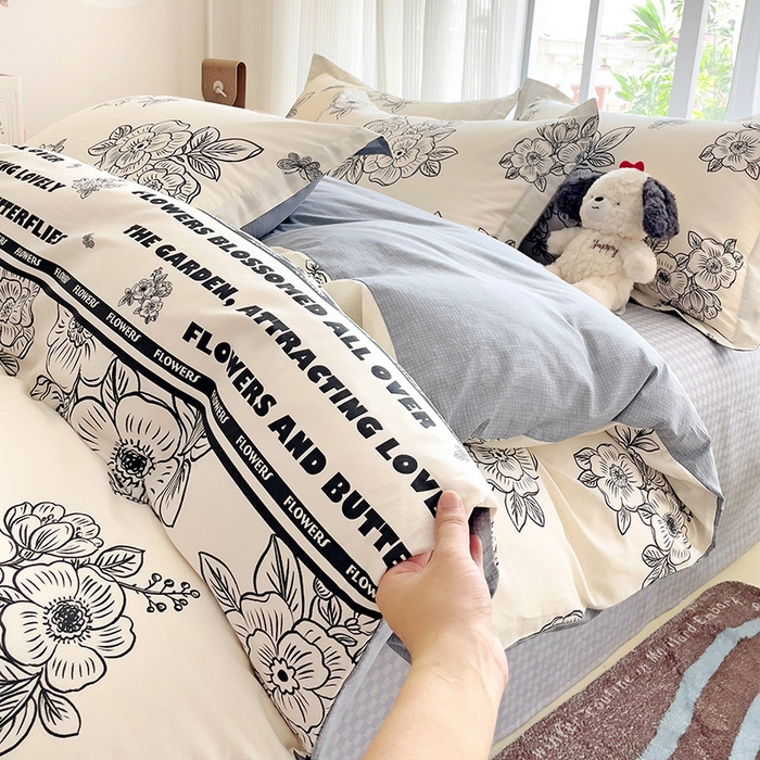 91家纺网 家纺一手货源 找家纺 暖芯优选 2025直播爆款全棉ins印花四件套纯棉床单床笠学生三件套9月上新 安曼