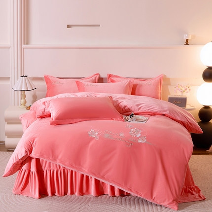 91家纺网 家纺一手货源 找家纺 （总）2024新款母婴级花边床单款婴儿绒刺绣四件套