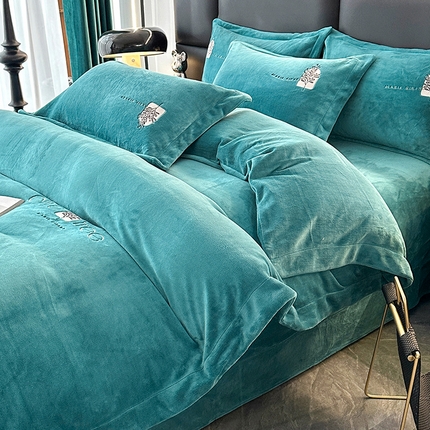 91家纺网 家纺一手货源 找家纺 （总2）橘姿家纺 2025新款9斤牛奶绒绣花四件套-相伴