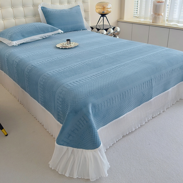 91家纺网 家纺一手货源 找家纺 冬然家纺 2024新款雕花绒床盖四件套 H-深海蓝