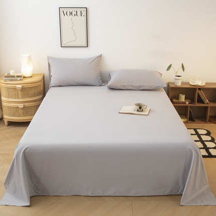 寐眠 2024新款全棉磨毛床单枕套 浅灰色