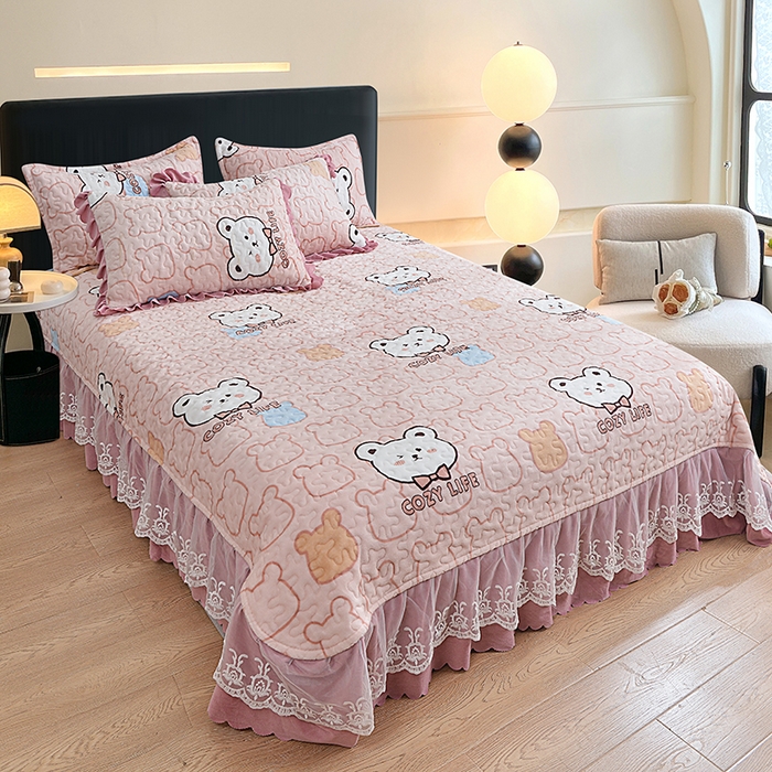 91家纺网 家纺一手货源 找家纺 （总）2024新款亲肤牛奶绒夹棉床盖四件套