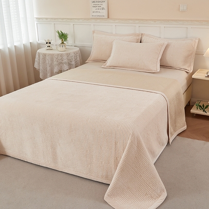 莎果 2024新款天丝绒刺绣款床盖三件套 樱桃-米白