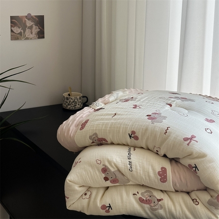 91家纺网 家纺一手货源 找家纺 （总）U被家纺 2025新款全棉皱皱纱布豆豆四季被