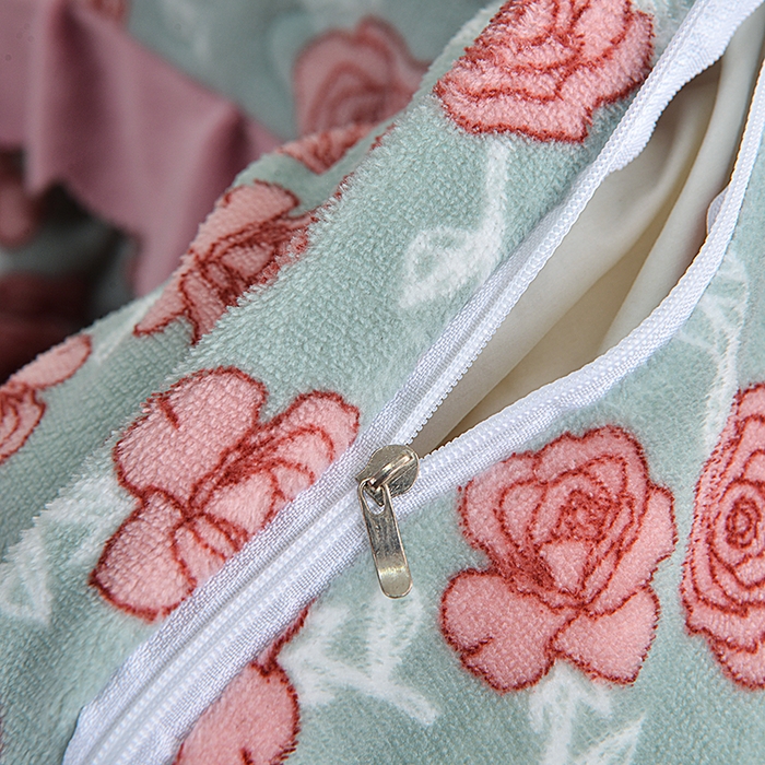 91家纺网 家纺一手货源 找家纺 2024新款亲肤牛奶绒夹棉床盖四件套 粉色玫瑰