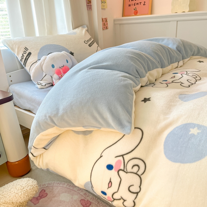 91家纺网 家纺一手货源 找家纺 星座 2025新款三丽鸥牛奶绒套件学生床 泡泡玉桂狗