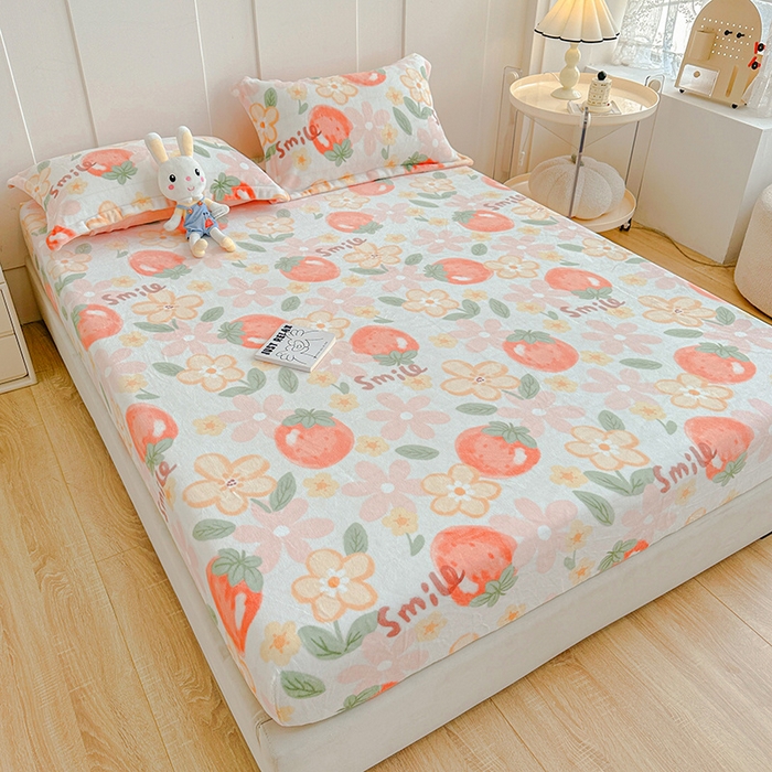 91家纺网 家纺一手货源 找家纺 卡普 2025新款牛奶绒印花单床笠 卡布林