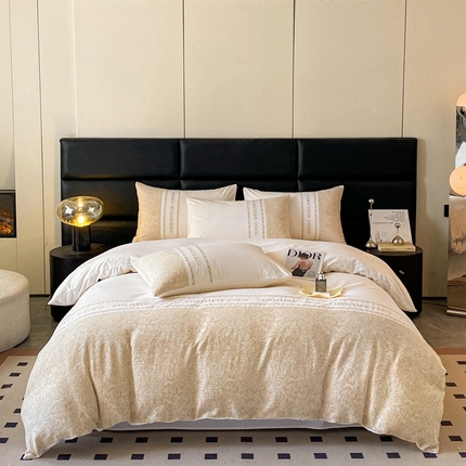 91家纺网 家纺一手货源 找家纺 （总）床绮 2024新款全棉三层纱磨毛四件套