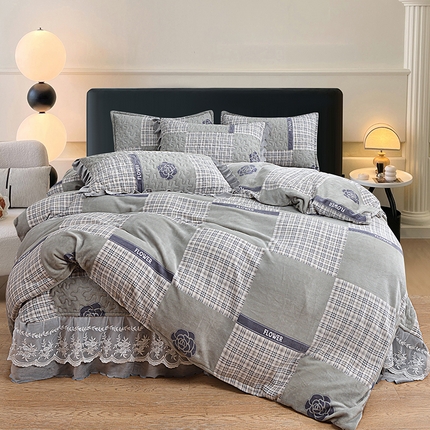 91家纺网 家纺一手货源 找家纺 （总）2024新款亲肤牛奶绒夹棉床盖四件套