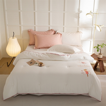 米洛贝伊 2025新款小福被刺绣款冬被被子被芯 俏欢白