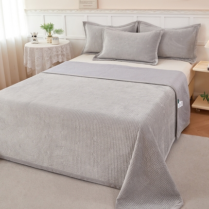 莎果 2024新款天丝绒刺绣款床盖三件套 樱桃-灰