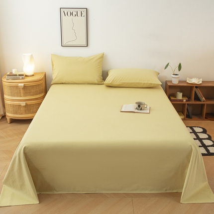 91家纺网 家纺一手货源 找家纺 寐眠 2024新款全棉磨毛床单枕套 奶油黄